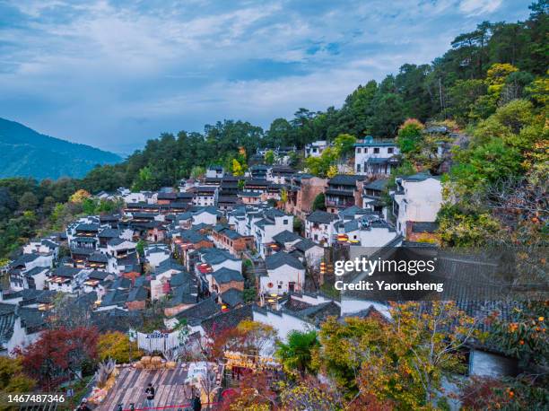 autumn in huangling tourism resort,a traditional chinese village,jiangxi province - anhui pastoral stock pictures, royalty-free photos & images