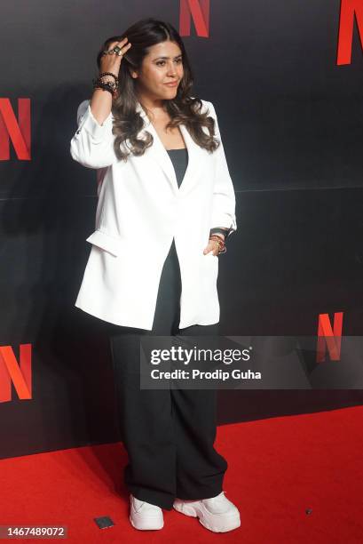 Ekta Kapoor attends the Netflix networking bash on February 18, 2023 in Mumbai, India.