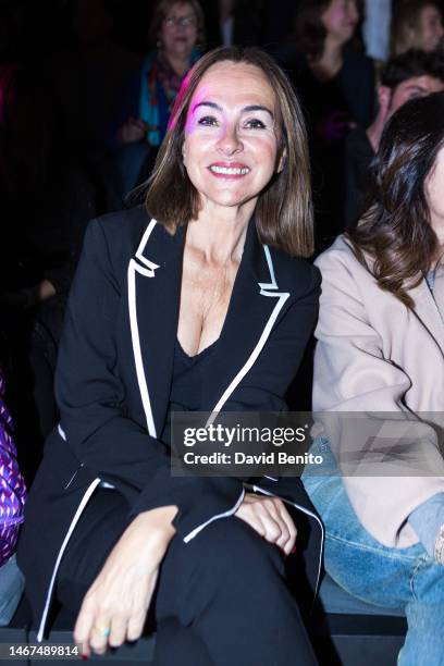 Carme Barcelo is seen in the front row ahead of the Lola Casademunt by Maite fashion show during Mercedes Benz Fashion Week Madrid February 2023...