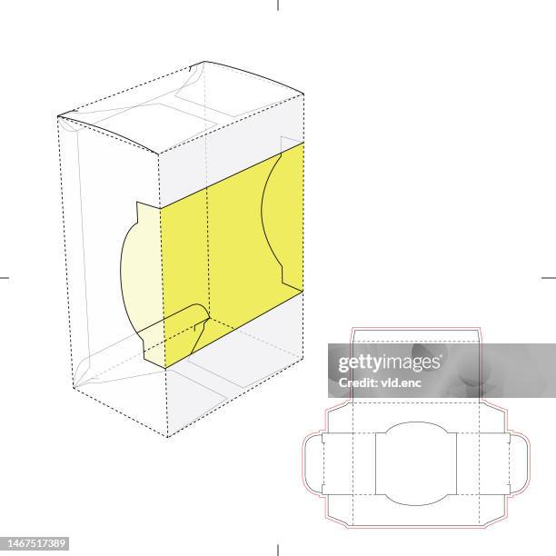 retail box mit blueprint - stanze stock-grafiken, -clipart, -cartoons und -symbole