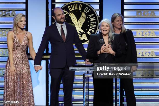 Anna Vogt, Helen Shaver, and Jennifer Wilkinson accept the Outstanding Directorial Achievement in Movies for Television and Limited Series award for...