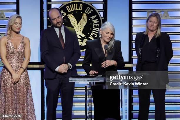 Anna Vogt, Helen Shaver, and Jennifer Wilkinson accept the Outstanding Directorial Achievement in Movies for Television and Limited Series award for...