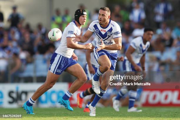 Josh Reynolds of the Bulldogs in action during the NRL Trial Match between the Canterbury Bulldogs and the Cronulla Sharks at Belmore Sports Ground...