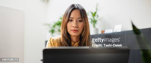 business woman in office - asian journalist stock pictures, royalty-free photos & images