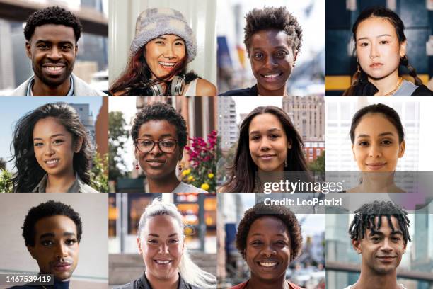 retrato de diferentes edades, géneros y etnias hombres y mujeres - diversidad cultural fotografías e imágenes de stock