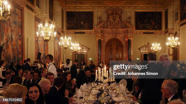 General atmosphere during a dinner hosted by the Bavarian state government at the Munich former royal residence during the 2023 Munich Security...