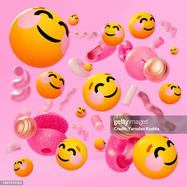 emojis stylized 3d cgi abstract illustrations object emoticon-stock photo - cute icons stock pictures, royalty-free photos & images