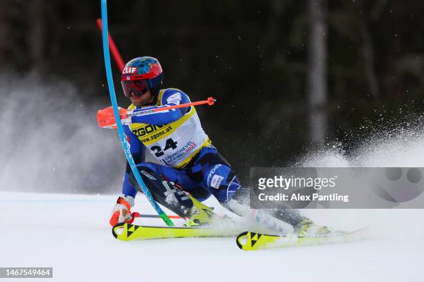 Ginnis of Greece competes in their first run of Men's Slalom at the FIS Alpine World Ski Championships on February 19, 2023 in Courchevel, France.