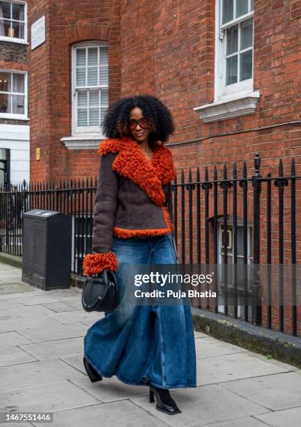 Guest is seen outside 16Arlington during London Fashion Week February 2023 on February 18, 2023 in London, England.