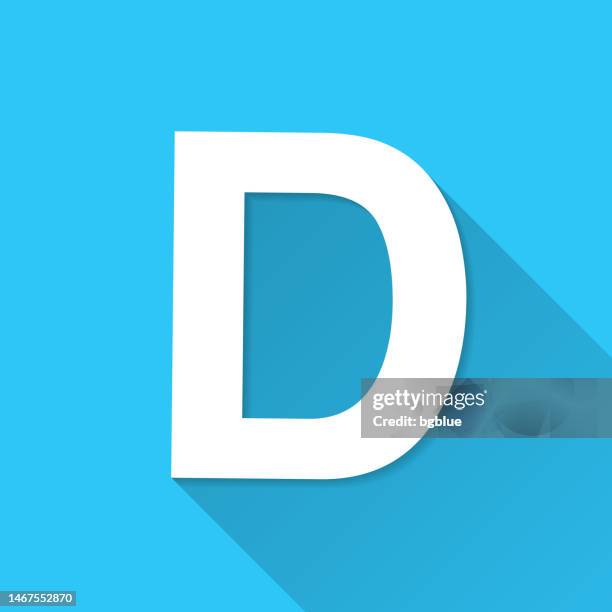 letter d. icon on blue background - flat design with long shadow - d stock illustrations