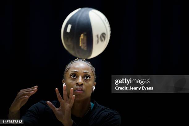 Tiffany Mitchell of the Boomers warms up ahead of the round 14 WNBL match between Sydney Flames and Melbourne Boomers at Quay Centre, on February 19...