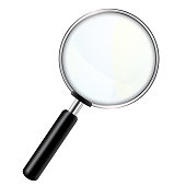 Magnifying glass, big tool instrument isolated - stock vector