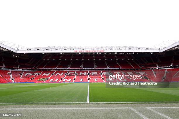 General view inside the stadium prior to the Premier League match between Manchester United and Leicester City at Old Trafford on February 19, 2023...