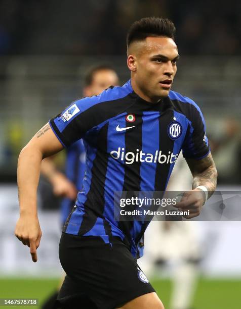 Lautaro Martinez of FC Internazionale looks on during the Serie A match between FC Internazionale and Udinese Calcio at Stadio Giuseppe Meazza on...