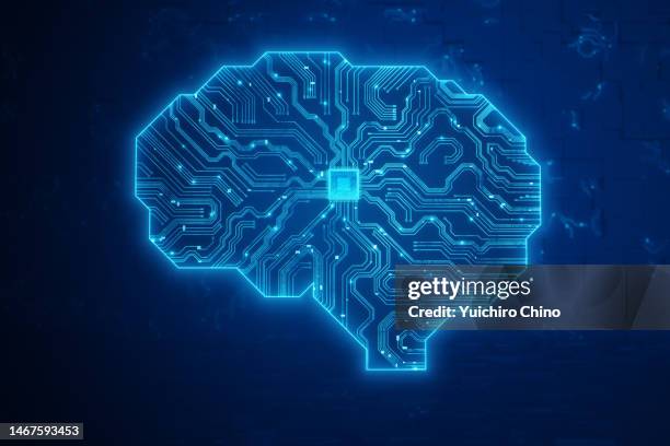 ai brain with circuit and semiconductor - mind control stock pictures, royalty-free photos & images