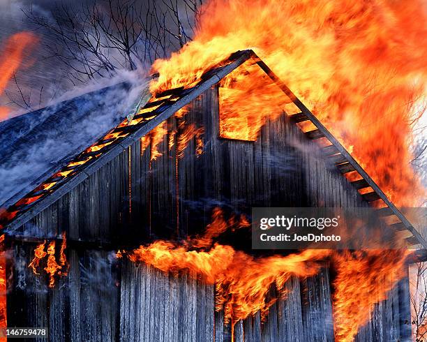 real barn burner. - barn fire stock pictures, royalty-free photos & images