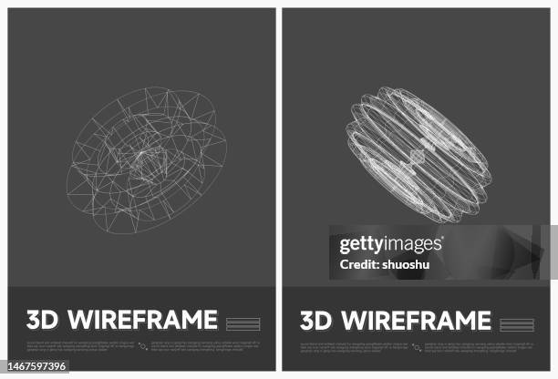 abstract black and white 3d geometric structure line shape poster vector background collection - 3d wireframe stock illustrations