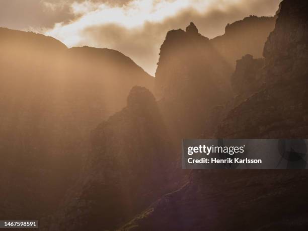 sunrise at table mountain national park, cape town - província do cabo oeste - fotografias e filmes do acervo