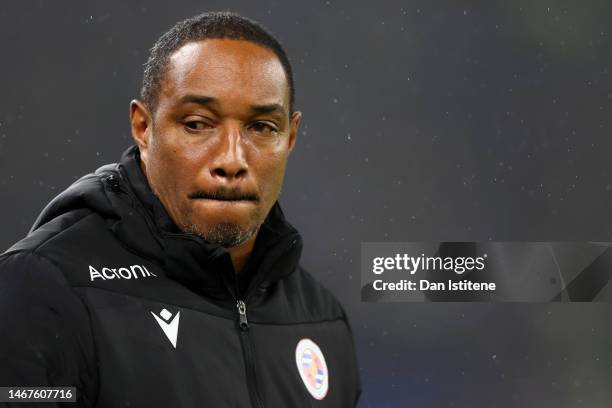 Paul Ince, manager of Reading looks on before the Sky Bet Championship between Cardiff City and Reading at Cardiff City Stadium on February 17, 2023...