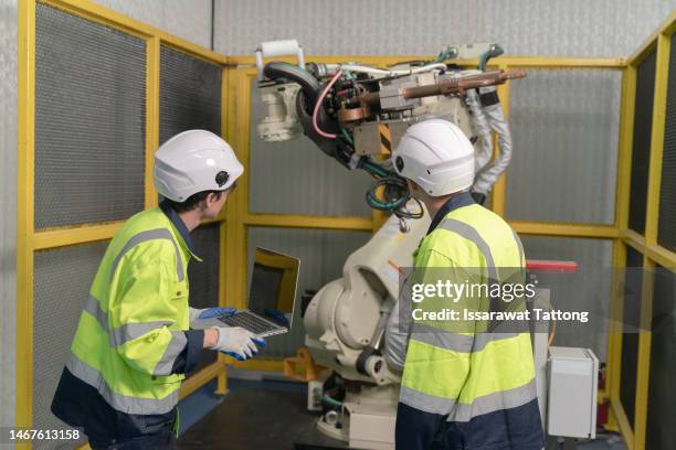 smart industry robot arms modernization for digital factory technology . concept of automation manufacturing process of industry 4.0 or 4th industrial revolution and iot software control operation - 4th industrial revolution stock pictures, royalty-free photos & images