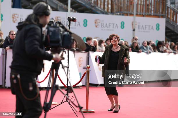 Film crew shoots an interview ahead of the EE BAFTA Film Awards 2023 at The Royal Festival Hall on February 19, 2023 in London, England.
