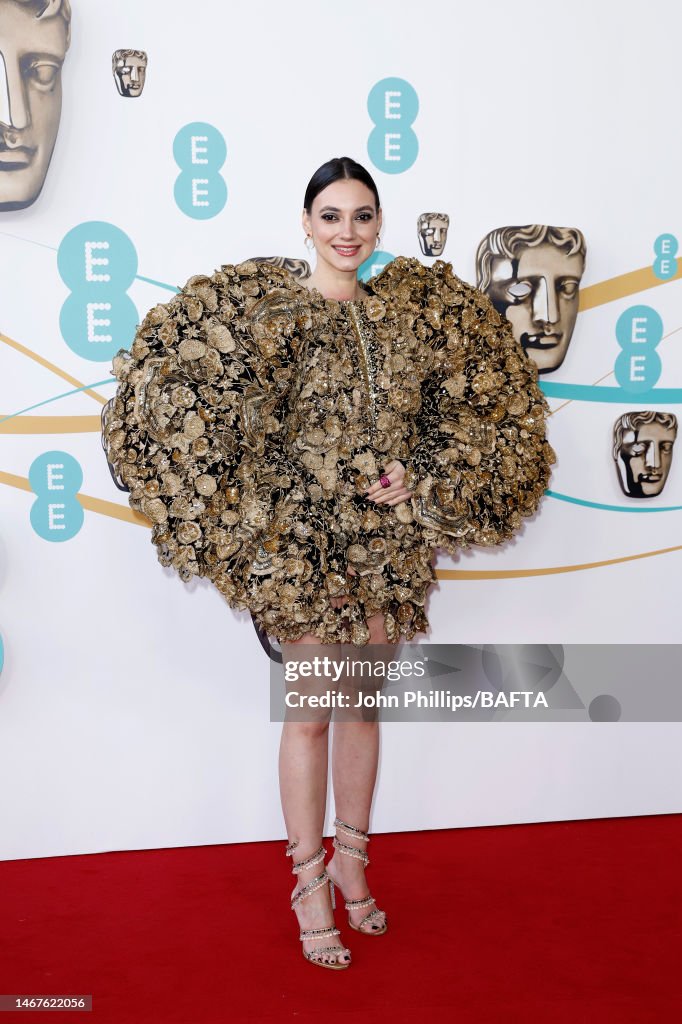 Andreea Cristea attends the EE BAFTA Film Awards 2023 at The Royal