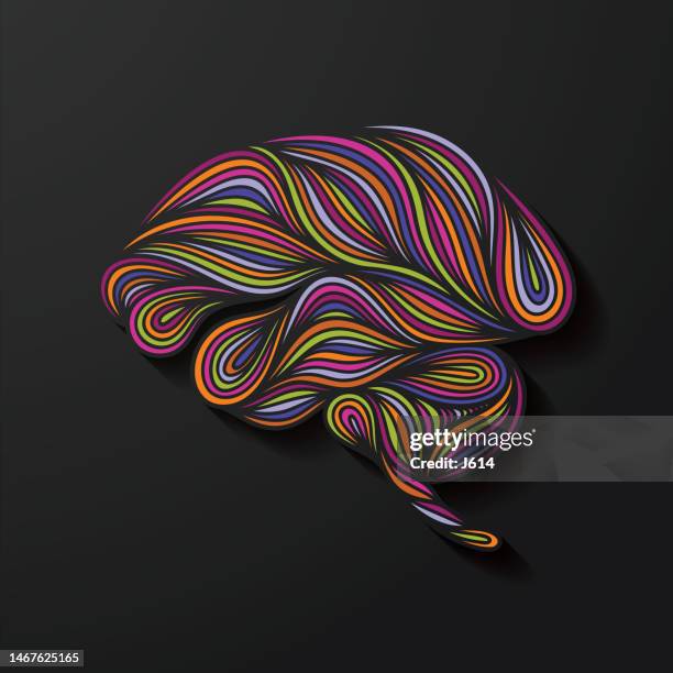 ilustrações, clipart, desenhos animados e ícones de doodle abstrato do cérebro humano - droga recreativa