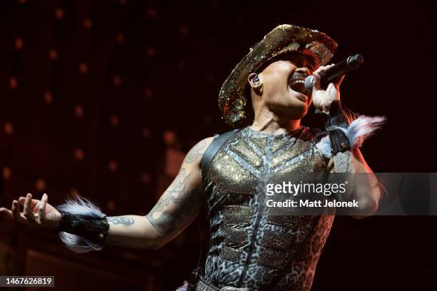 February 19: Donny Latupeirissa of the Vengaboys performs during their 25th Anniversary Tour at Metro City on February 19, 2023 in Perth, Australia.