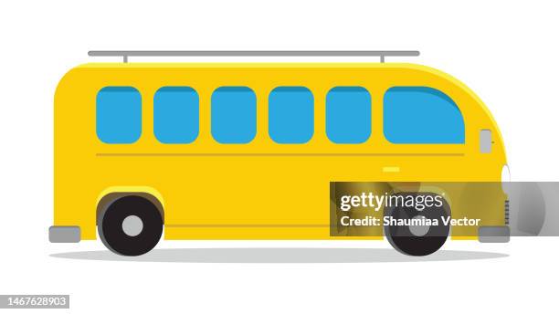 school bus cartoon vector design solated on white background - truck side view stock illustrations