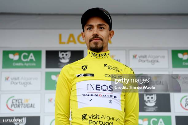 Daniel Martinez of Colombia and Team INEOS Grenadiers celebrates at podium as Yellow Leader Jersey winner during the 49th Volta ao Algarve em...