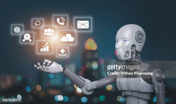 artificial intelligence robot and cloud internet - fake email stock pictures, royalty-free photos & images