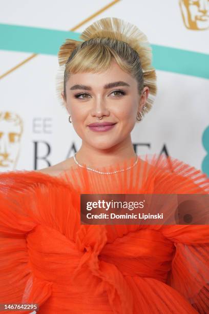 Florence Pugh attends the EE BAFTA Film Awards 2023 at The Royal Festival Hall on February 19, 2023 in London, England.