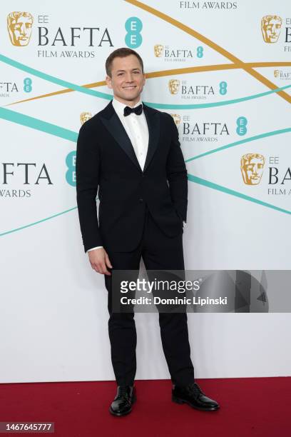 Taron Egerton attends the EE BAFTA Film Awards 2023 at The Royal Festival Hall on February 19, 2023 in London, England.