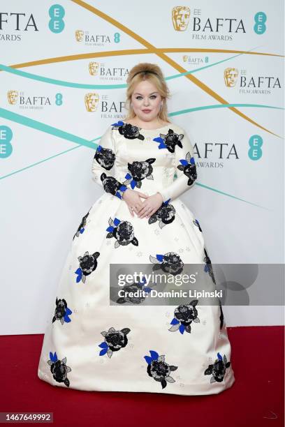 Nicola Coughlan attends the EE BAFTA Film Awards 2023 at The Royal Festival Hall on February 19, 2023 in London, England.