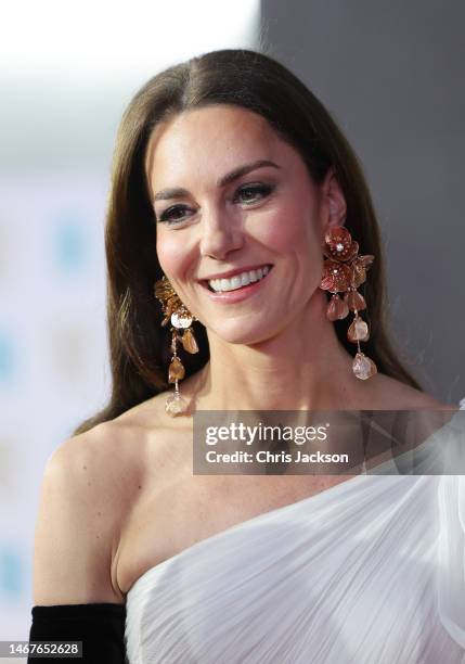 Catherine, Princess of Wales, attends the EE BAFTA Film Awards 2023 at The Royal Festival Hall on February 19, 2023 in London, England. The Prince of...