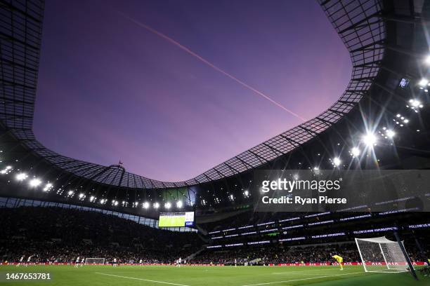 General view of the inside of the stadium during the Premier League match between Tottenham Hotspur and West Ham United at Tottenham Hotspur Stadium...