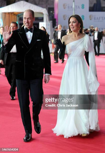 Catherine, Princess of Wales and Prince William, Prince of Wales, attend the EE BAFTA Film Awards 2023 at The Royal Festival Hall on February 19,...