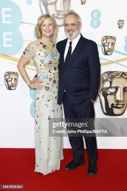 Alison Balsom and Sam Mendes attend the EE BAFTA Film Awards 2023 at The Royal Festival Hall on February 19, 2023 in London, England.