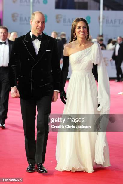 Catherine, Princess of Wales and Prince William, Prince of Wales, attend the EE BAFTA Film Awards 2023 at The Royal Festival Hall on February 19,...