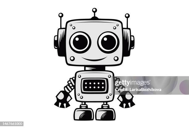 cute smiling robot - artificial intelligence logo stock illustrations