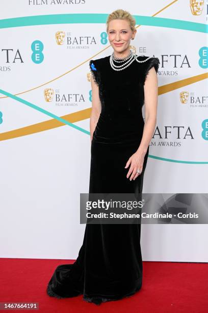 Cate Blanchett attends the EE BAFTA Film Awards 2023 at The Royal Festival Hall on February 19, 2023 in London, England.