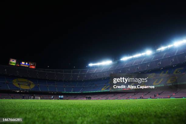 General view of the inside of the stadium prior to the LaLiga Santander match between FC Barcelona and Cadiz CF at Spotify Camp Nou on February 19,...
