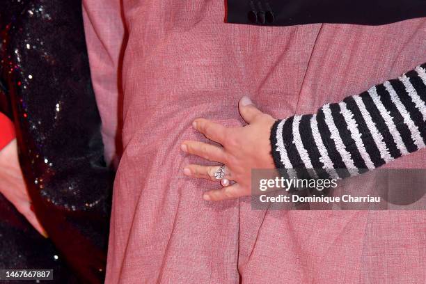 Vicky Krieps, detail, attends the "Ingeborg Bachmann - Reise in die Wüste" premiere during the 73rd Berlinale International Film Festival Berlin at...