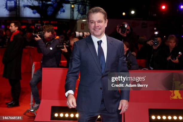 Matt Damon attends the "Kiss The Future" premiere during the 73rd Berlinale International Film Festival Berlin on February 19, 2023 in Berlin,...
