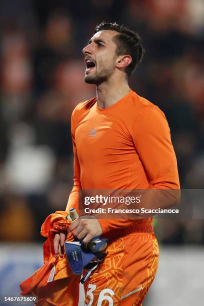 Mattia Perin of Juventus FC greets fans after the Serie A match between Spezia Calcio and Juventus FC at Stadio Alberto Picco on February 19, 2023 in...