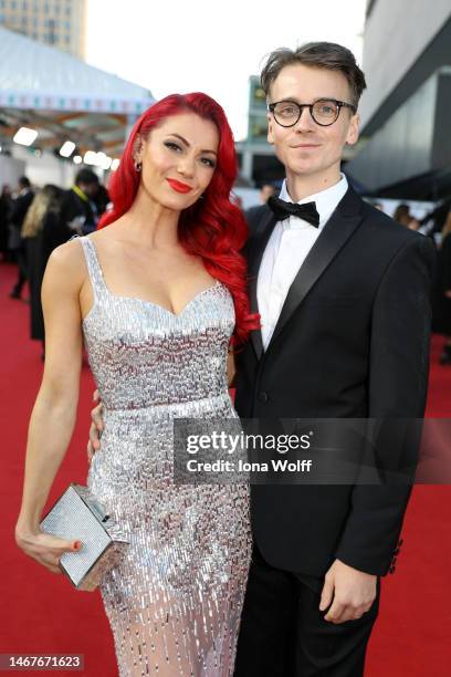Dianne Buswell and Joe Sugg attend the EE BAFTA Film Awards 2023 at The Royal Festival Hall on February 19, 2023 in London, England.