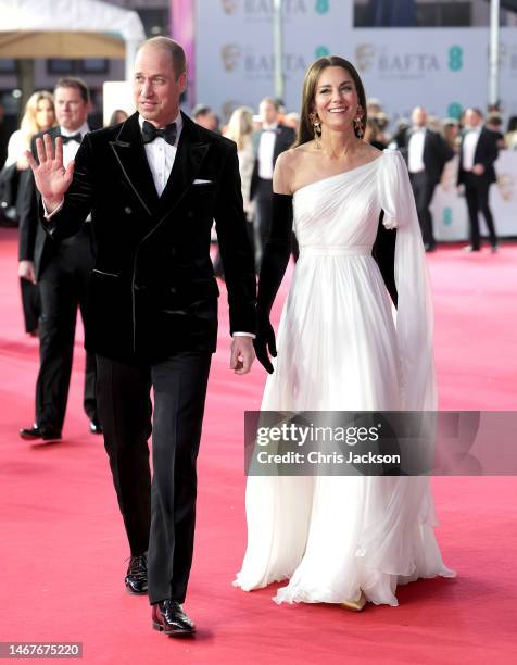 Catherine, Princess of Wales, attends the EE BAFTA Film Awards 2023 at The Royal Festival Hall on February 19, 2023 in London, England. The Prince of...