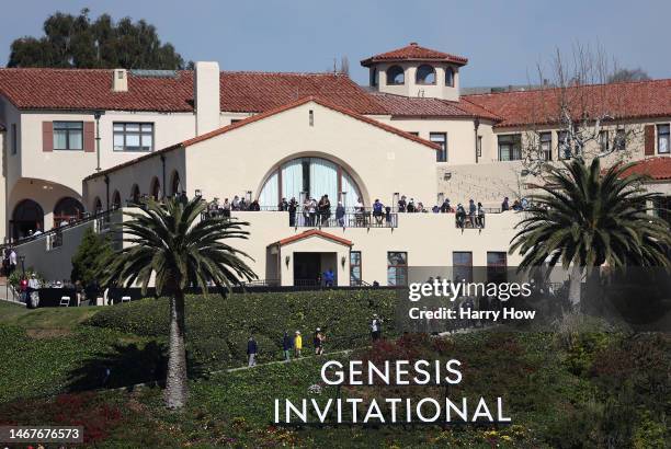General view of the clubhouse during the final round of the Genesis Invitational at Riviera Country Club on February 19, 2023 in Pacific Palisades,...
