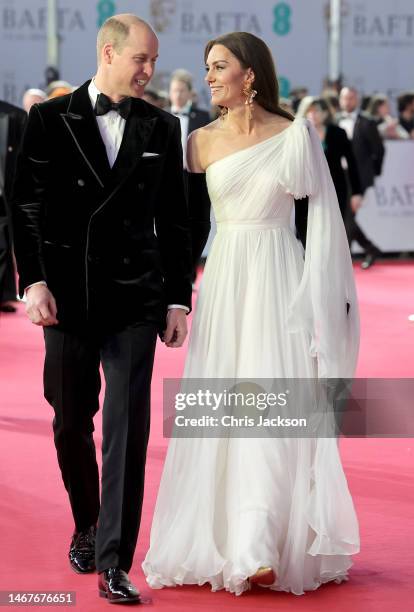 Catherine, Princess of Wales, attends the EE BAFTA Film Awards 2023 at The Royal Festival Hall on February 19, 2023 in London, England. The Prince of...