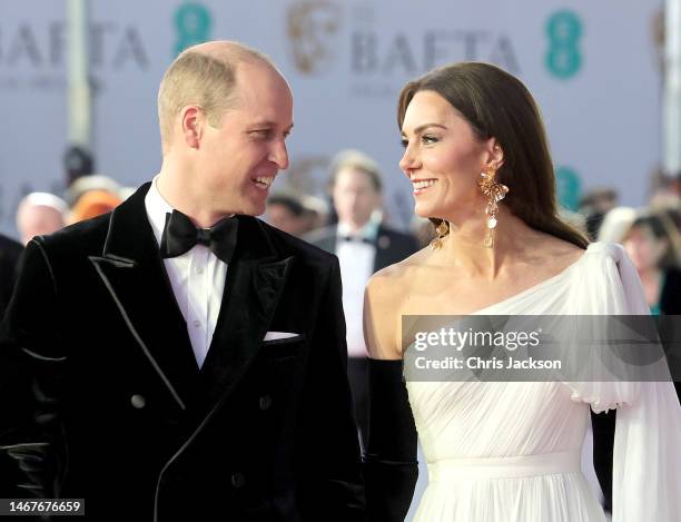 Catherine, Princess of Wales, attends the EE BAFTA Film Awards 2023 at The Royal Festival Hall on February 19, 2023 in London, England. The Prince of...